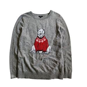 Cute Polar Bear Grey Talbots Sweater Womens Petites Medium